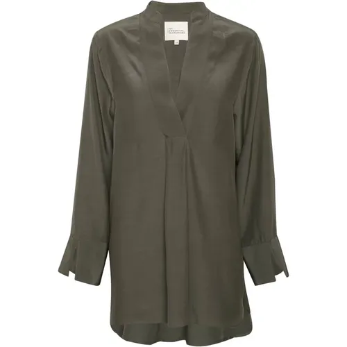 Raven Grey Blouse with Long Sleeves , female, Sizes: L - My Essential Wardrobe - Modalova