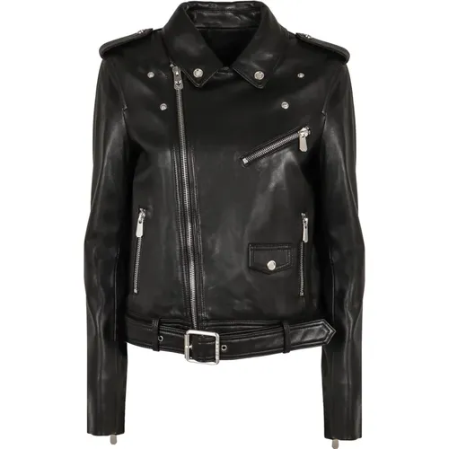 Biker Style Leather Jacket , female, Sizes: 2XS - pinko - Modalova