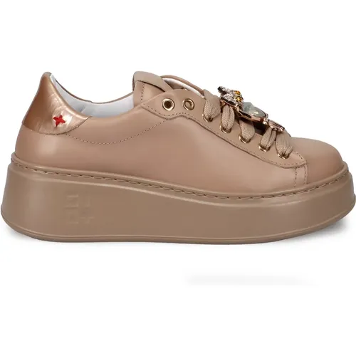 Leather Sneakers with Laminated Detail , female, Sizes: 4 UK, 3 UK, 5 UK - Gio+ - Modalova