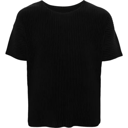 Schwarze Plissierte T-Shirts und Polos - Issey Miyake - Modalova