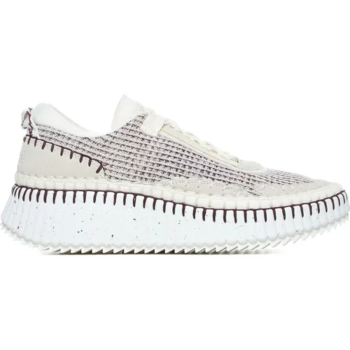 Chunky Sole Sneakers in Weiß & Lila , Damen, Größe: 40 EU - Chloé - Modalova