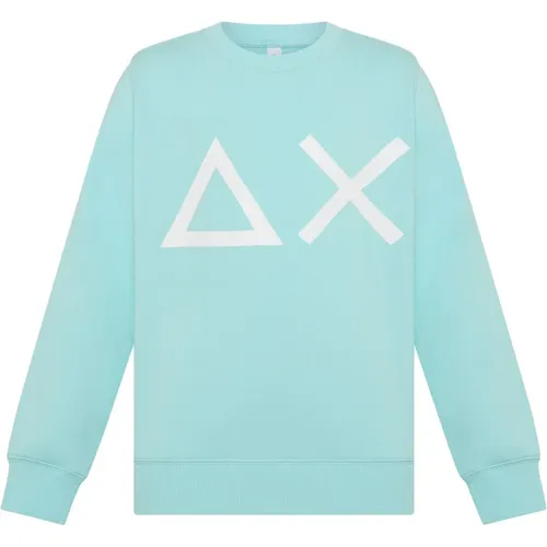 Kinder Blauer Rundhalsausschnitt Pullover mit Logo-Print - Sun68 - Modalova