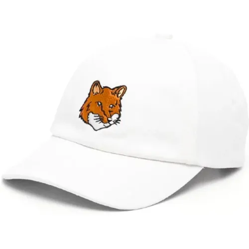 Large Fox Head Cotton Hat , unisex, Sizes: ONE SIZE - Maison Kitsuné - Modalova