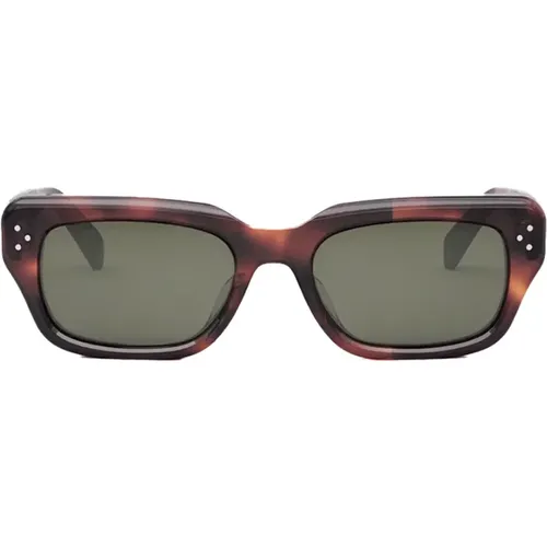 Bold 3 DotsLarge Sonnenbrille,Geometrische Sonnenbrille mit havanalucider Fassung und grünen organischen Gläsern - Celine - Modalova