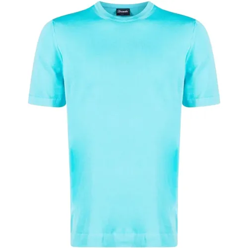 Stylisches Türkis T-Shirt für Männer , Herren, Größe: XL - Drumohr - Modalova