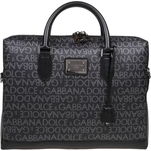 Spalmato Fabric Handbag with Logo , male, Sizes: ONE SIZE - Dolce & Gabbana - Modalova