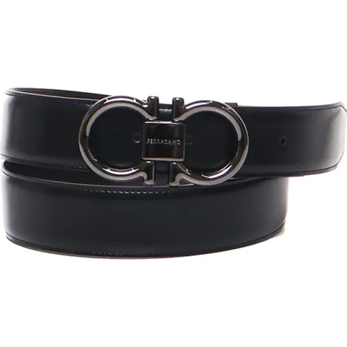 Calfskin Belt with Iconic Gancini Buckle , male, Sizes: 105 CM, 100 CM - Salvatore Ferragamo - Modalova