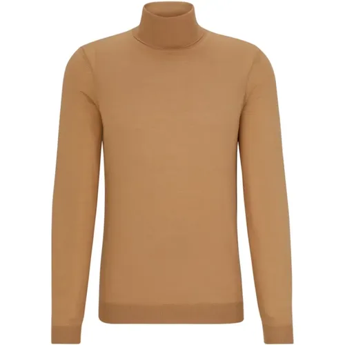 Slim Fit Roll Neck Turtleneck in Beige , male, Sizes: 2XL, L, XL - Hugo Boss - Modalova