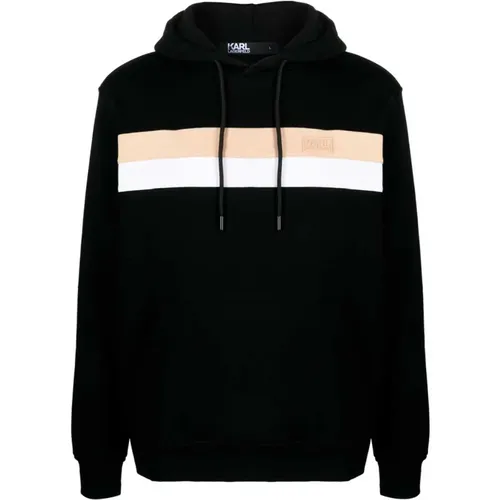 Hooded Sweatshirt with Horizontal Stripe , male, Sizes: M, XL - Karl Lagerfeld - Modalova