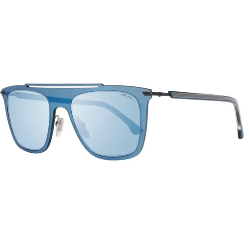 Blaue Herren Sonnenbrille Verspiegelt Rechteckig - Police - Modalova
