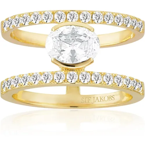 Ellisse Carezza Grande vergoldeter Ring , Damen, Größe: 56 MM - Sif Jakobs Jewellery - Modalova