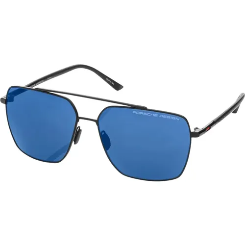 Schwarze Titan-Sonnenbrille mit blauen verspiegelten Gläsern - Porsche Design - Modalova