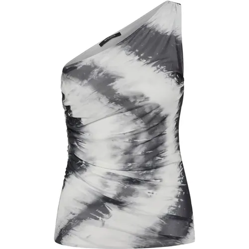 Mesh One-Shoulder Tie-Dye Top , Damen, Größe: M - Bruuns Bazaar - Modalova