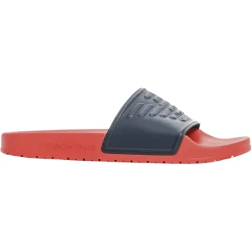 Flache PVC-Logo-Mules - Blau , Herren, Größe: 39 EU - Emporio Armani - Modalova