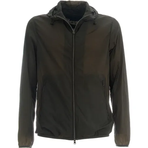 Central Zip Nylon Jacket , male, Sizes: L - Herno - Modalova