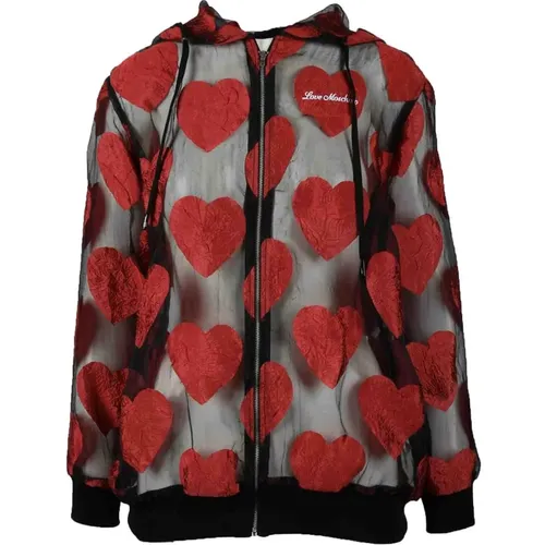 Stilvolle Schwarze Rote Jacke für Frauen , Damen, Größe: M - Love Moschino - Modalova