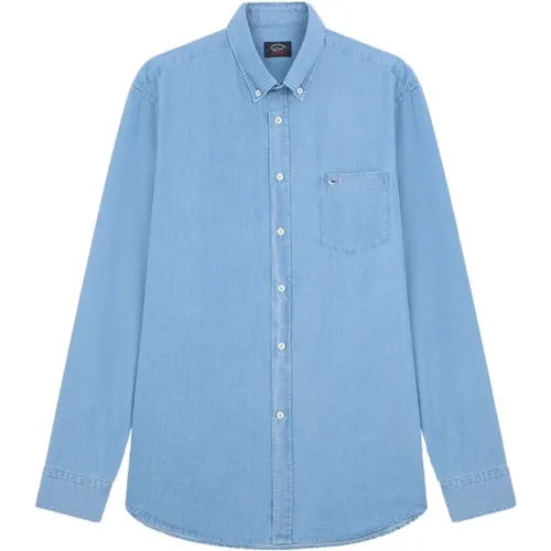 Cotton Denim Shirt - Light , male, Sizes: L, 5XL, 2XL, M, 3XL - PAUL & SHARK - Modalova