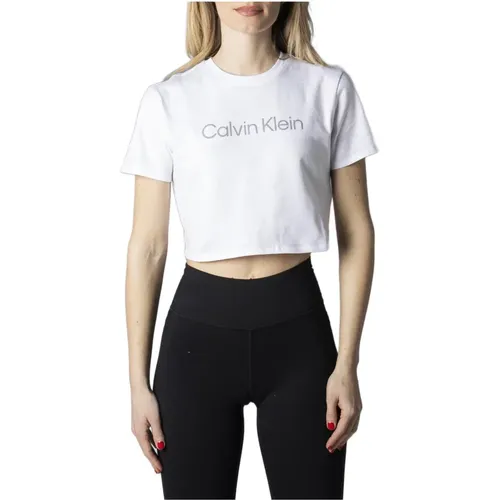 Weißes Bedrucktes T-Shirt für Frauen , Damen, Größe: XS - Calvin Klein - Modalova