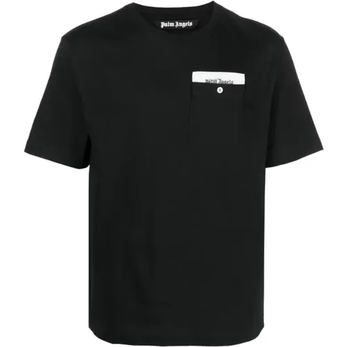 Logo-Tape Baumwoll T-shirt und Polo , Herren, Größe: M - Palm Angels - Modalova