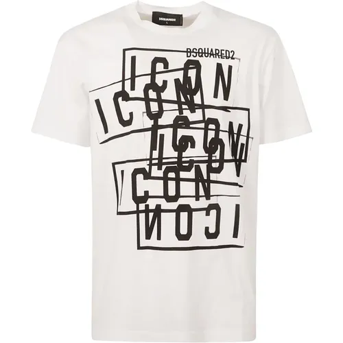 Icon Stamps Crew Neck T-Shirt , male, Sizes: XL - Dsquared2 - Modalova