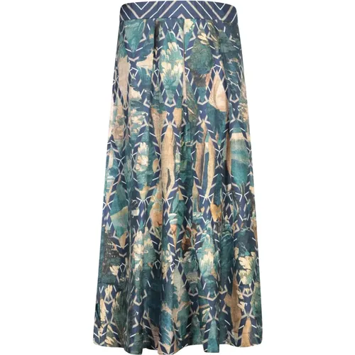 Silk Botanical Print Long Skirt , female, Sizes: L - Pierre-Louis Mascia - Modalova