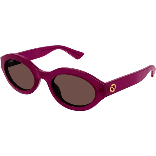 Lila Sonnenbrille Stilvoll Alltagstauglich,Schwarze Sonnenbrille mit Zubehör,Braun/Havana Sonnenbrille, Stilvoll und vielseitig - Gucci - Modalova