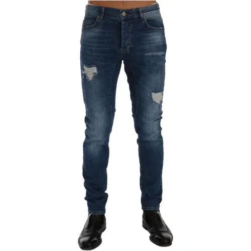 Distressed Slim Fit Jeans , male, Sizes: W38 - Frankie Morello - Modalova