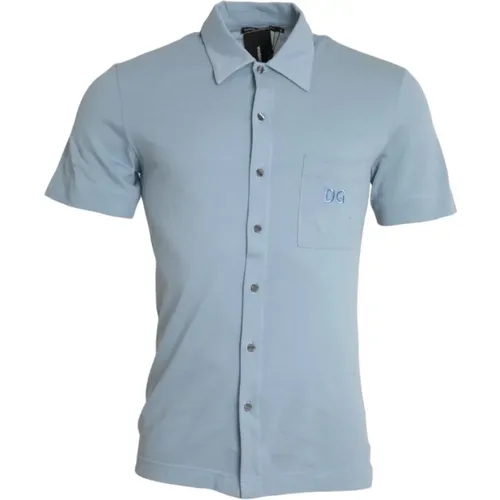 Blau Logo Polo T-Shirt Baumwolle Kragen , Herren, Größe: 4XL - Dolce & Gabbana - Modalova