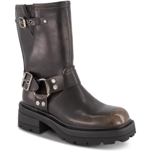 Edgy Biker Boot mit Chunky Sohlen , Damen, Größe: 38 EU - B&Co - Modalova