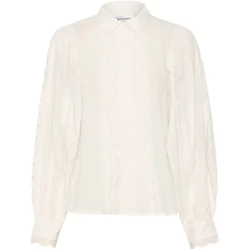 Feminine weiße Bluse mit Puffärmeln , Damen, Größe: XS - Karen by Simonsen - Modalova