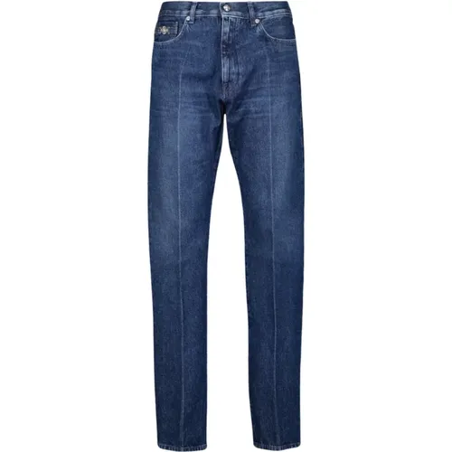 Gerade Bein Denim Jeans Blau , Herren, Größe: W32 - Versace - Modalova