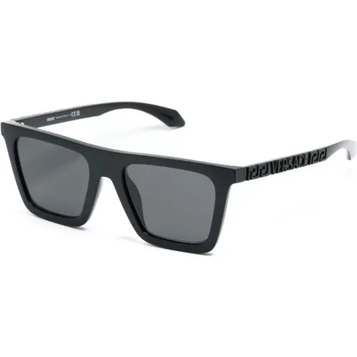 Schwarze Sonnenbrille mit Original-Etui , Herren, Größe: 53 MM - Versace - Modalova
