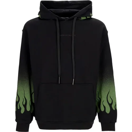 Flames Hoodie Schwarz/Grün , Herren, Größe: M - VISION OF SUPER - Modalova