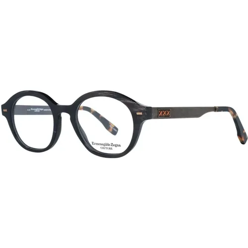 Stilvolle Horn Runde Optische Brillen , Herren, Größe: ONE Size - Ermenegildo Zegna - Modalova
