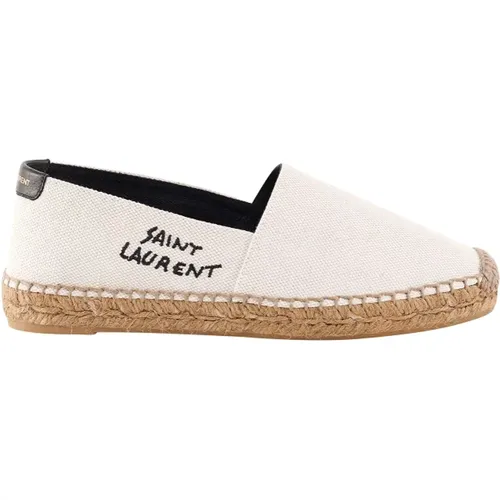 Canvas Espadrilles Besticktes Logo , Damen, Größe: 42 1/2 EU - Saint Laurent - Modalova