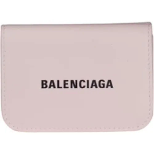 Rosa Leder Mini Geldbörse mit Logo - Balenciaga - Modalova