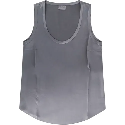 Grey Silk Sleeveless Top , female, Sizes: L - BRUNELLO CUCINELLI - Modalova