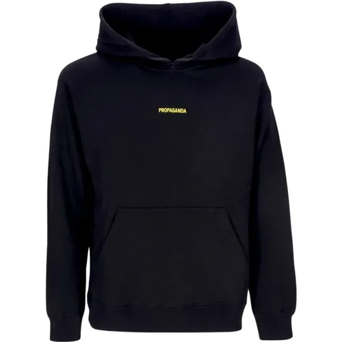 Schwarzer Hoodie mit gerippten Details , Herren, Größe: XS - Propaganda - Modalova