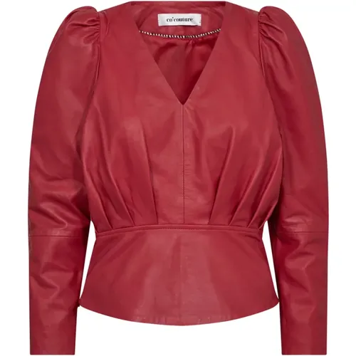 Phoebecc Drape Puff Blouse Flame , Damen, Größe: L - Co'Couture - Modalova