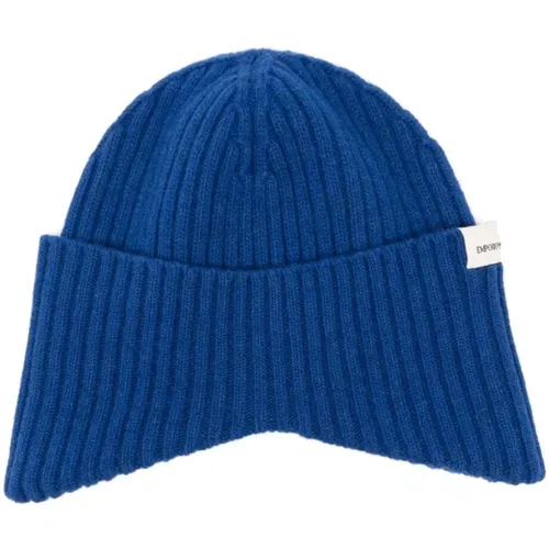 Blaue Beanie Hat , Herren, Größe: L/Xl - Emporio Armani - Modalova