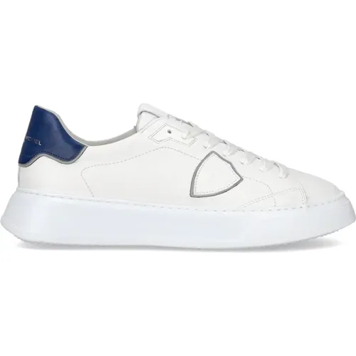 Weiße Blaue Temple Sneakers , Herren, Größe: 40 EU - Philippe Model - Modalova