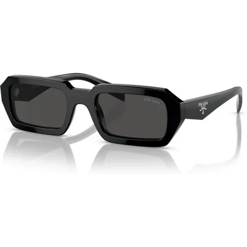 Schwarze/Dunkelgraue Sonnenbrille , Damen, Größe: 52 MM - Prada - Modalova