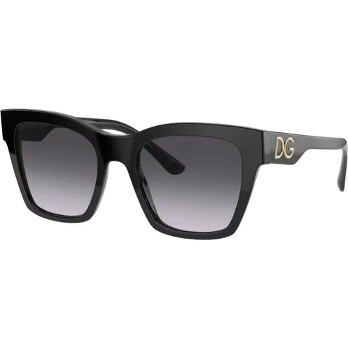 Schwarze/Grau Getönte Sonnenbrille , Damen, Größe: 53 MM - Dolce & Gabbana - Modalova