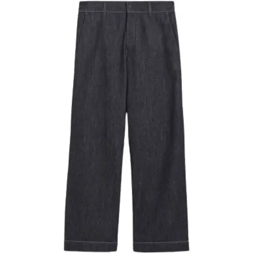 Wide-leg denim trousers with contrasting stitching , female, Sizes: 2XS, M - Max Mara - Modalova
