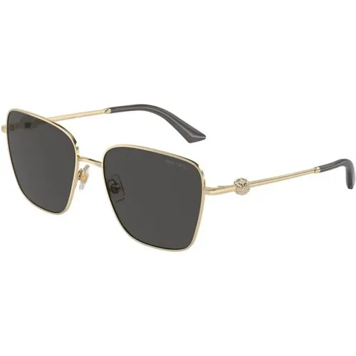 Gold Frame Dark Gray Lens Sunglasses , unisex, Sizes: 56 MM - Jimmy Choo - Modalova