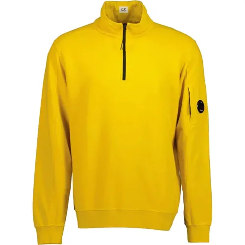 Senf Logo Sweatshirt Gerippte Details , Herren, Größe: L - C.P. Company - Modalova