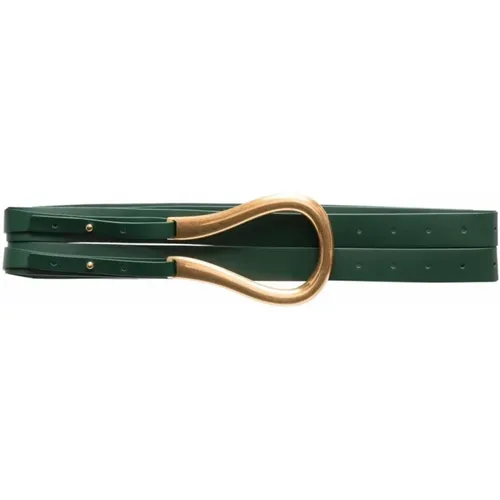 Green Double Wrap Gold Buckle Belt , female, Sizes: S - Bottega Veneta - Modalova