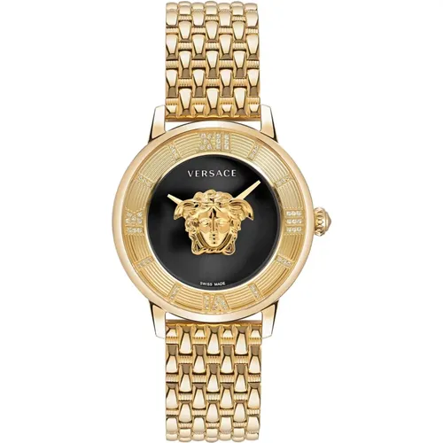 Medusa Diamond Gold Stainless Steel Watch , female, Sizes: ONE SIZE - Versace - Modalova