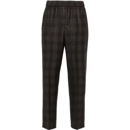 Checked Skinny Wool Trousers , female, Sizes: L - PESERICO - Modalova