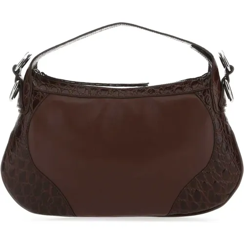 Braune Leder Yana Handtasche , Damen, Größe: ONE Size - By FAR - Modalova